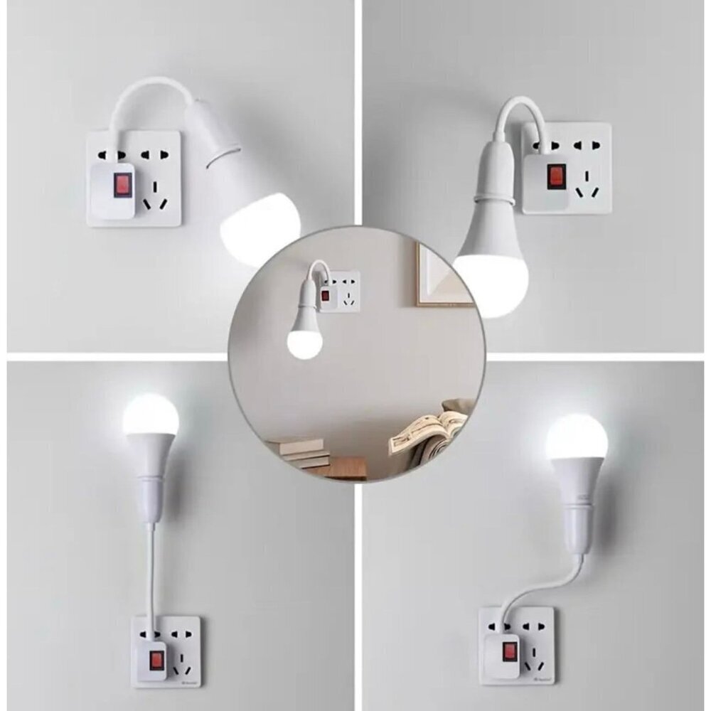 Flexible LED Light Socket, Wall Plug, Switch